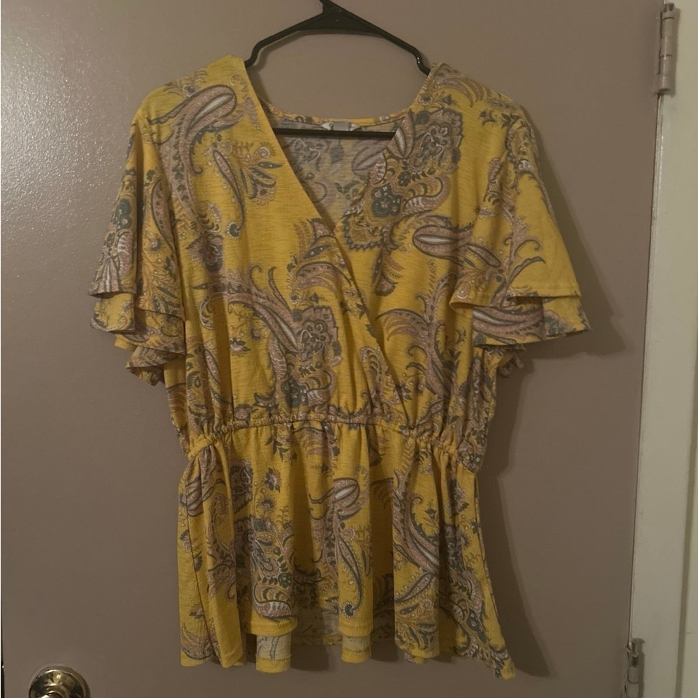 Cato Yellow Paisley Blouse